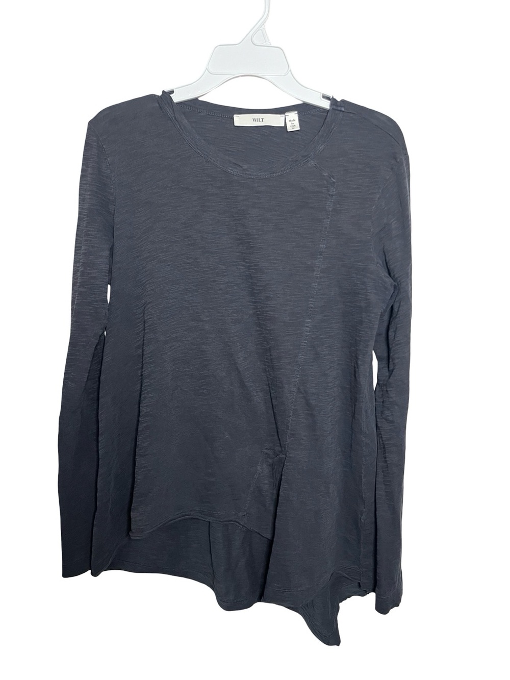 Wilt Asymmetric Long Sleeve Top - Charcoal Gray